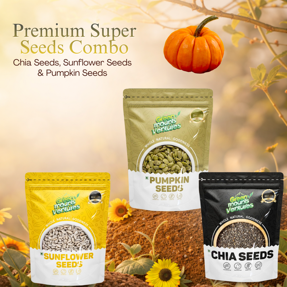 Premium Super Seeds Combo | Chia Seeds, Sunflower Seeds & Pumpkin Seeds